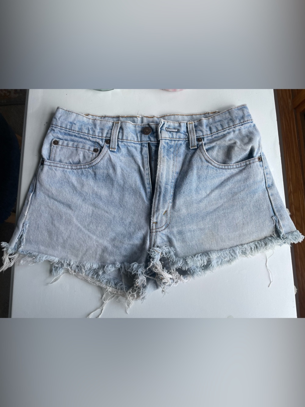 Authentic Vintage Levi's Pale Blue Distressed Cutoff Denim Shorts